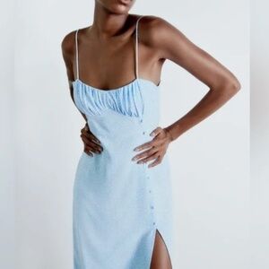 Zara blue leopard print midi dress